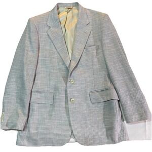 Beautiful Vtg Textured 42R Nob Hill Blazer Two Button Gray Career Jacket‎